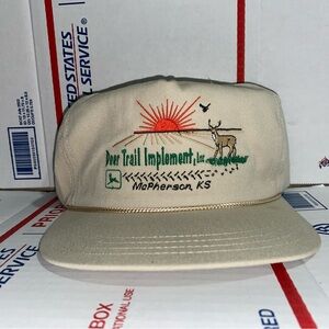 Vintage made in USA deer trail implement inc. McPherson KS Kansas hat cap vtg co